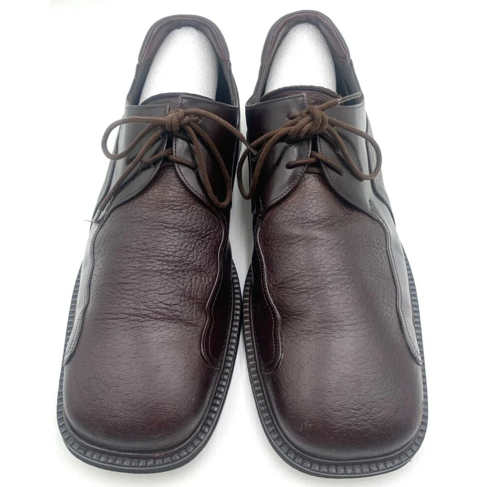 Mezlan Picasso Shoes Mens Size 11M Brown Leather Oxford Y2K Square Toe Lace Up